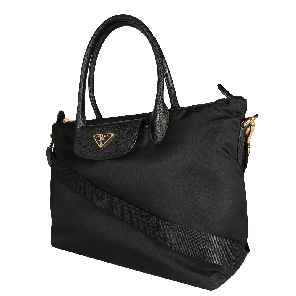 

Prada Black Nylon & Saffiano Leather Tote Bag