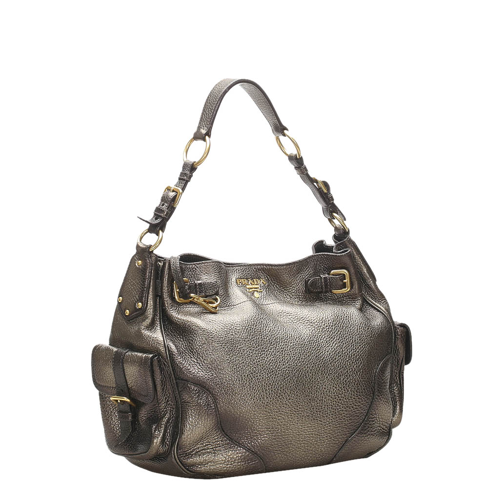 

Prada Gold Vitello Daino Leather Shoulder Bag