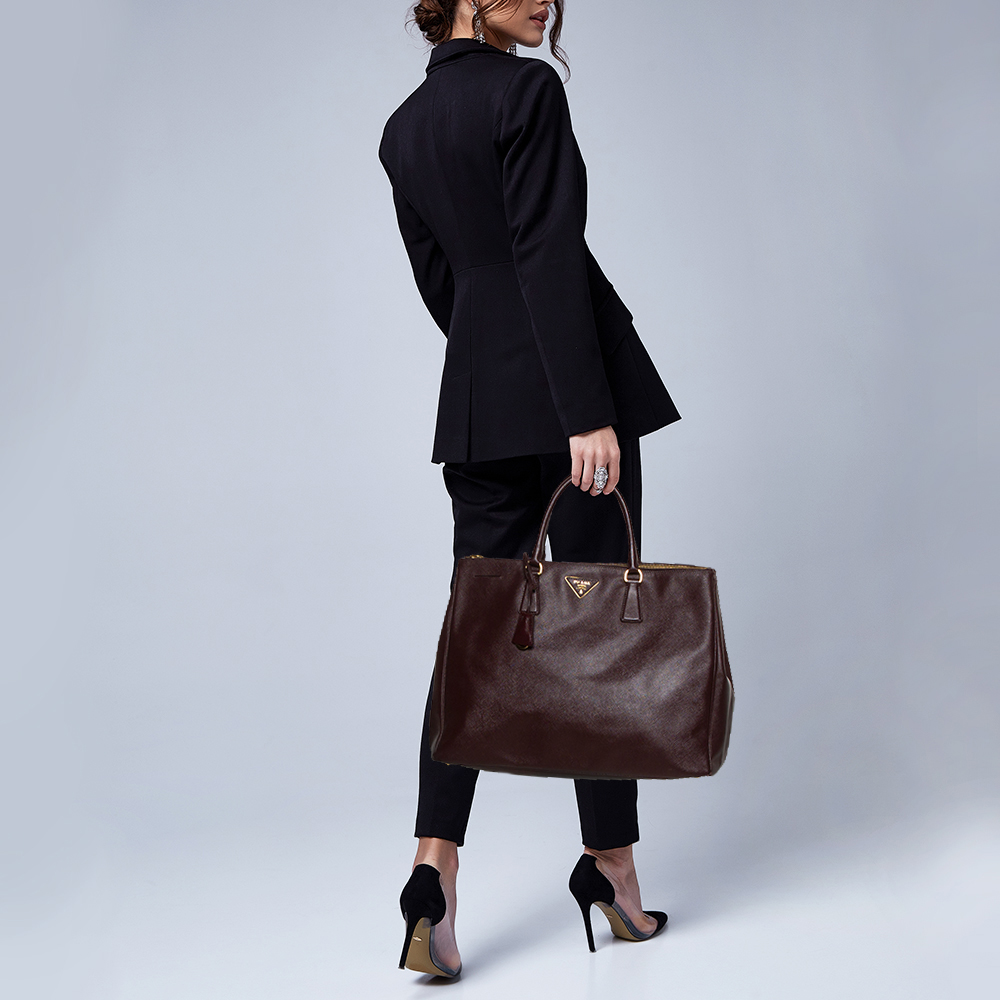 

Prada Burgundy Leather Large Double Zip Tote