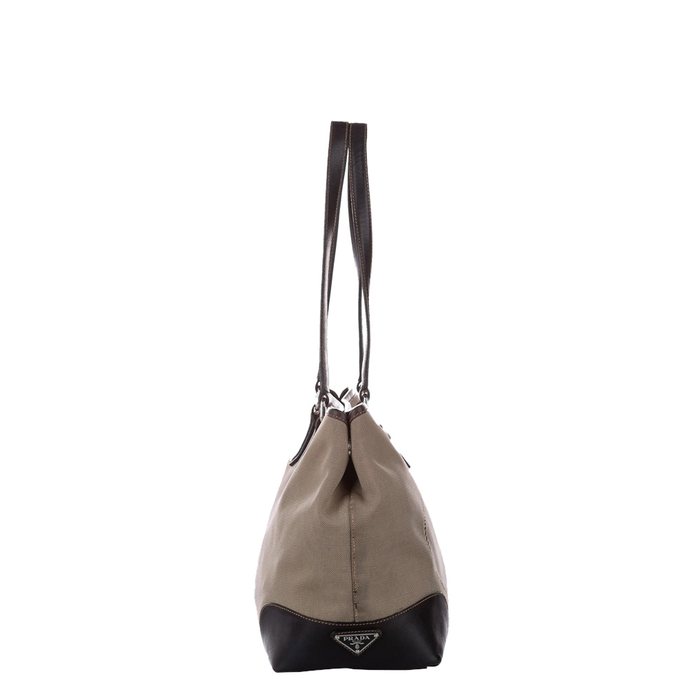 

Prada Brown/Beige Canvas Canapa Shoulder Bag