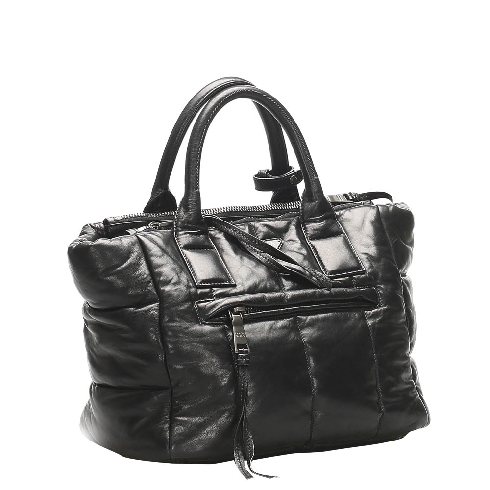 

Prada Black Patent Leather Bomber Satchel Bag