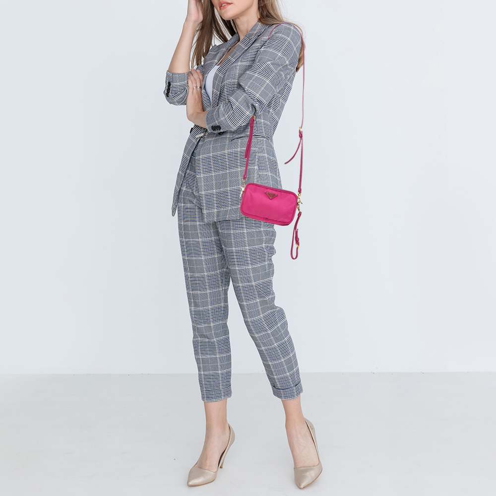 

Prada Fuchsia Tessuto Nylon Mini Crossbody Bag, Pink