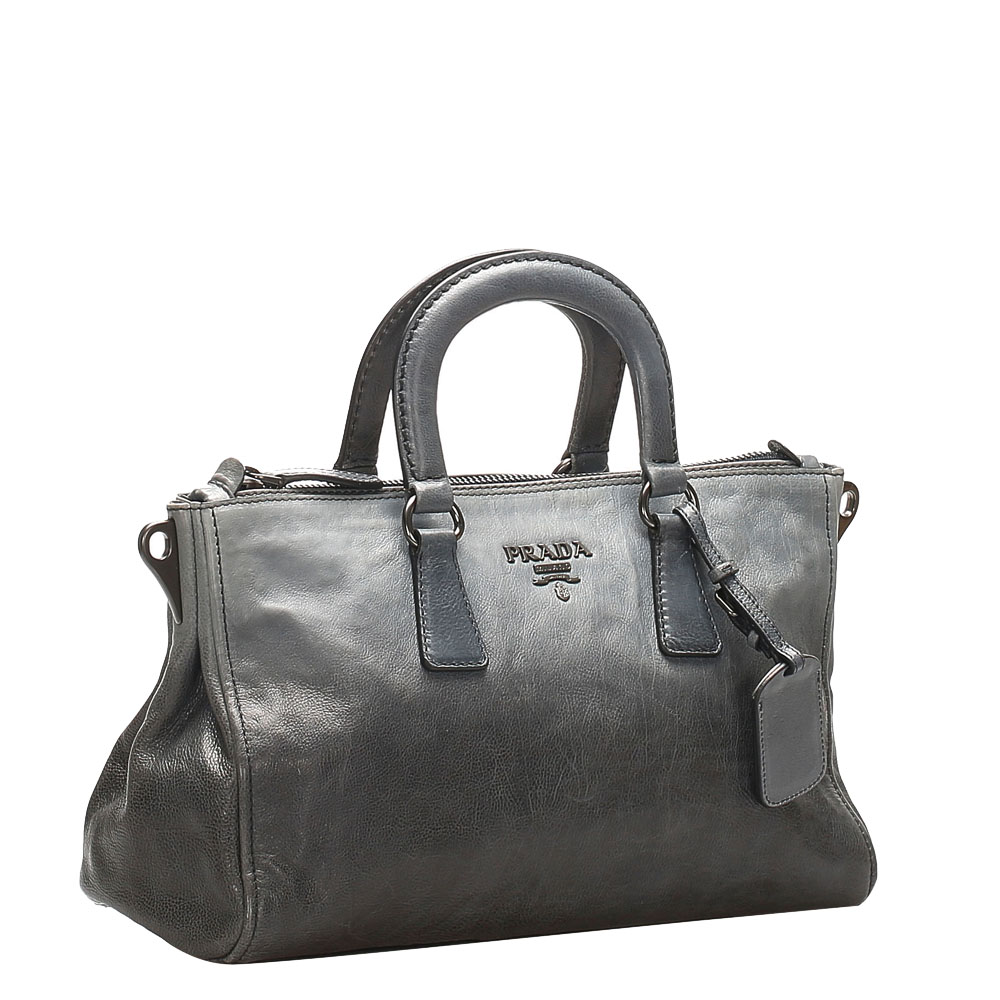 

Prada Grey Calf Leather Vitello Daino Satchel