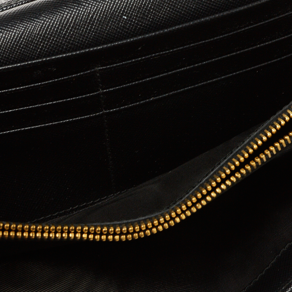 

Prada Black Saffiano Leather Flap Continental Wallet