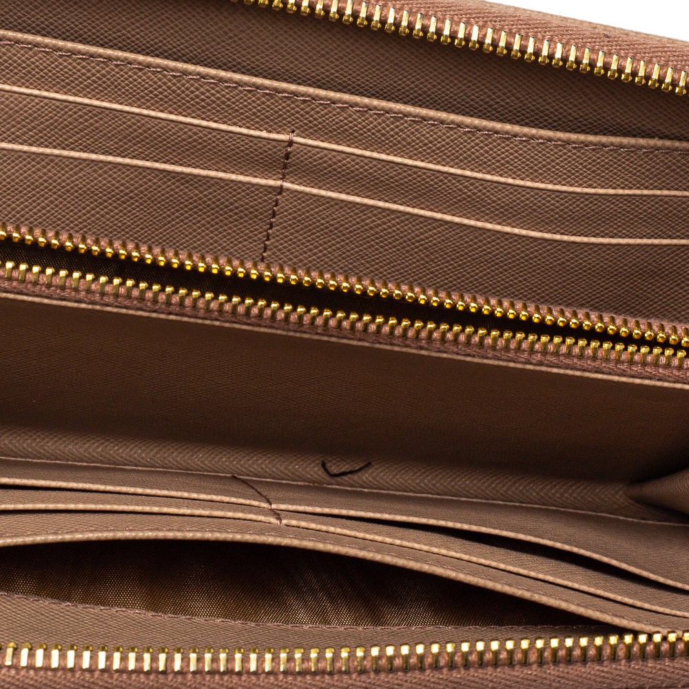 

Prada Beige Saffiano Leather Zip Around Wallet