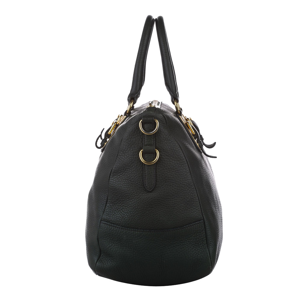 

Prada Black Leather Vitello Daino Shoulder Bag