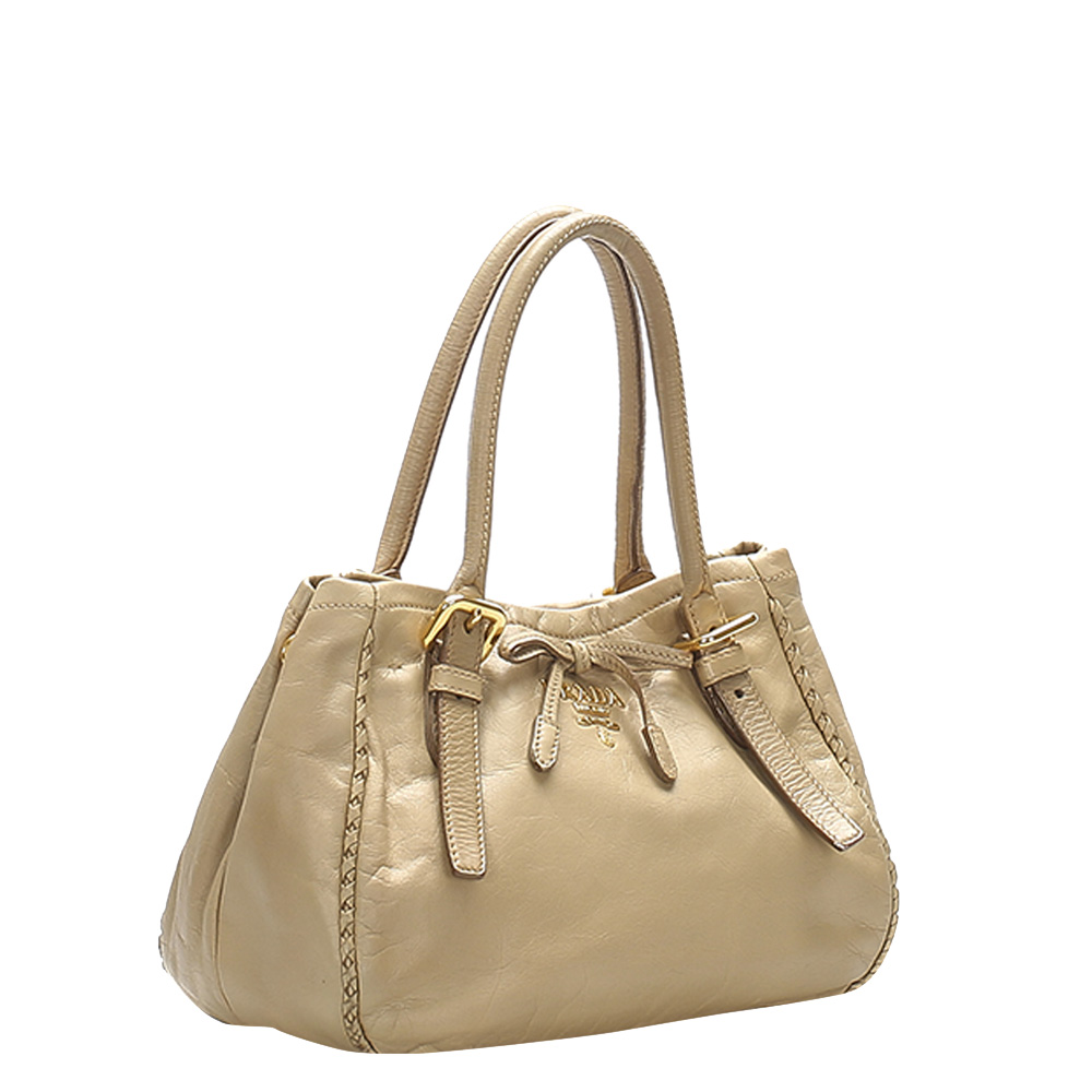 

Prada Beige/Brown Leather Satchel Bag