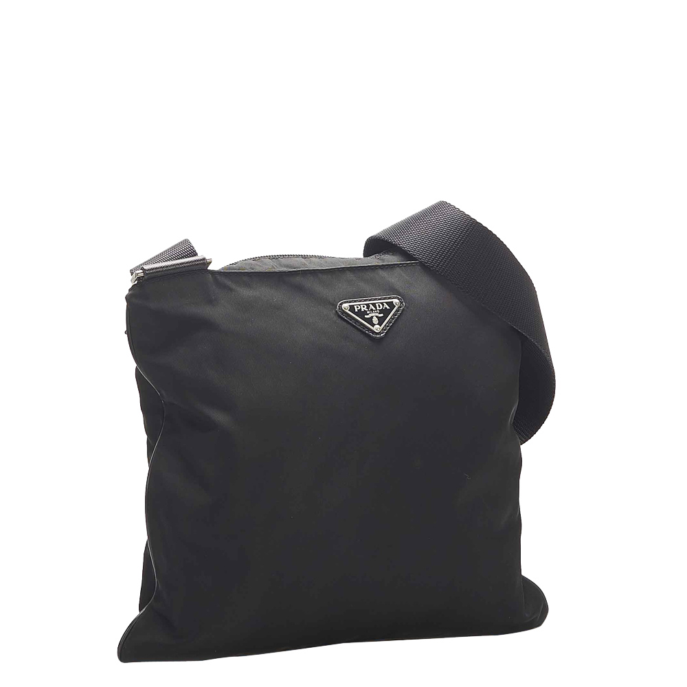 

Prada Black Leather Nylon Tessuto Shoulder Bag