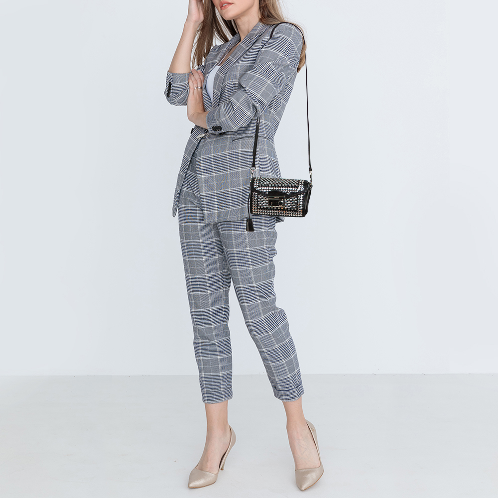

Prada Black/Silver Woven Leather Sound Crossbody Bag