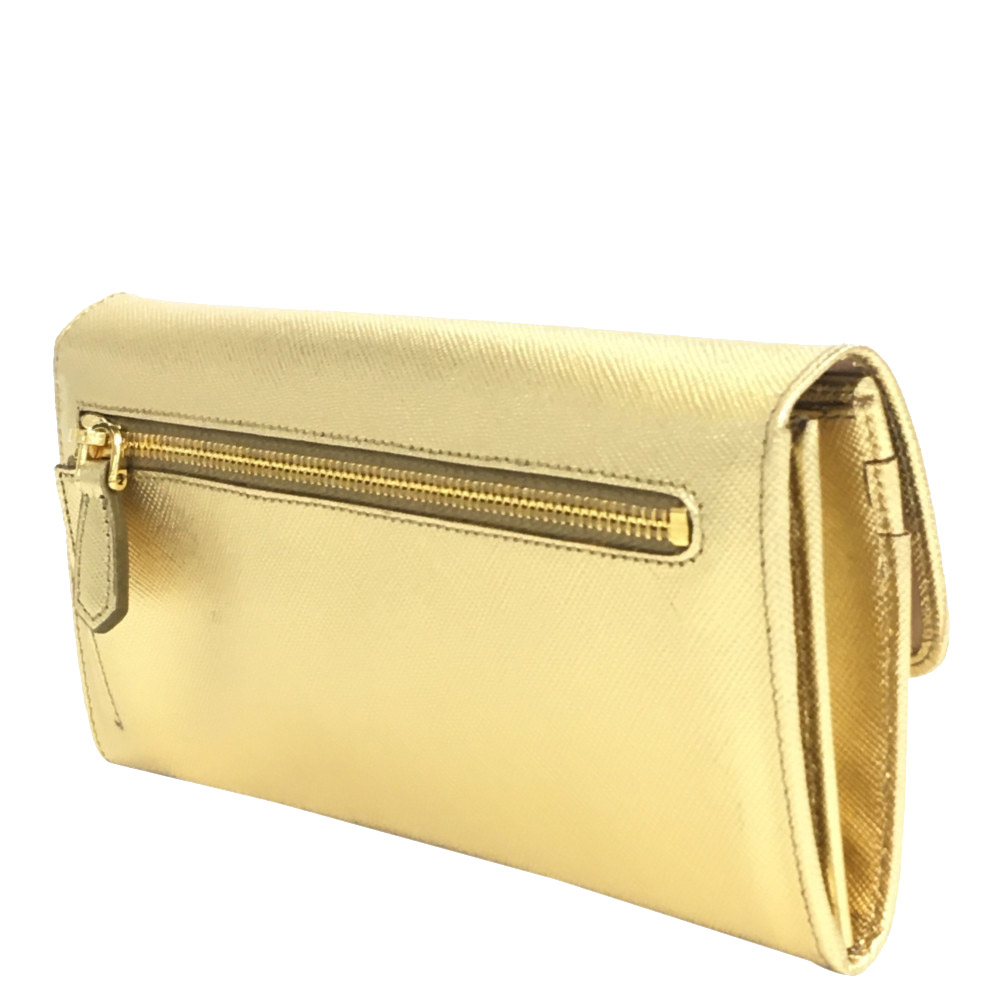 

Prada Gold Leather Clutch