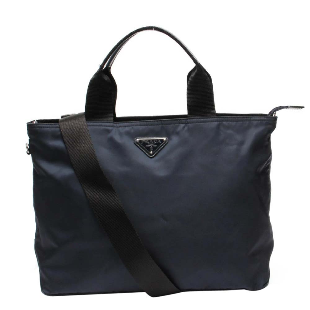 Pre-owned Prada Navy Blue Nylon Tote Bag