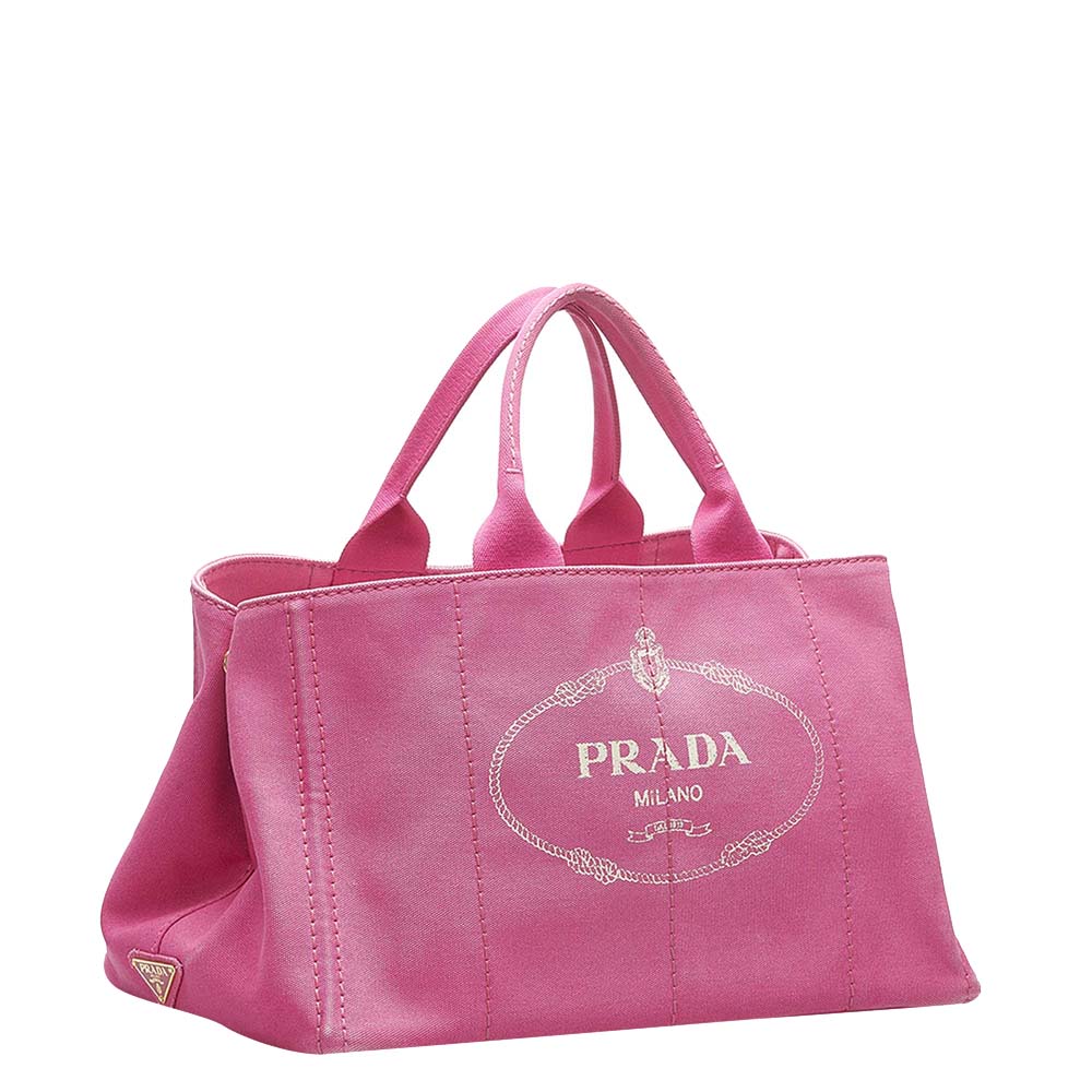 

Prada Pink Canvas Canapa Logo Tote Bag