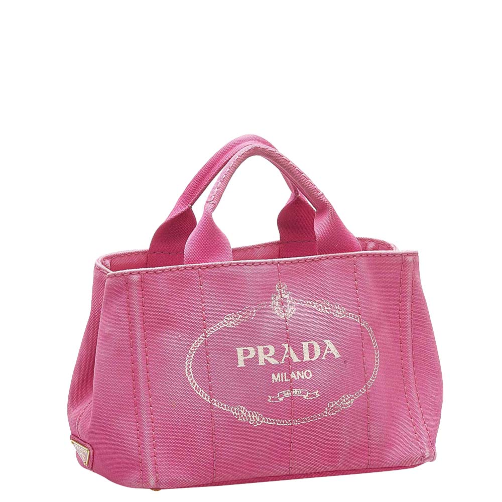 

Prada Pink Canvas Canapa Logo Tote Bag