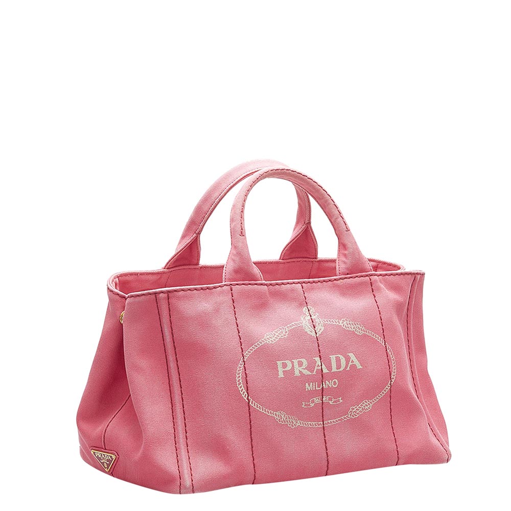 

Prada Pink Canvas Canapa Logo Tote Bag