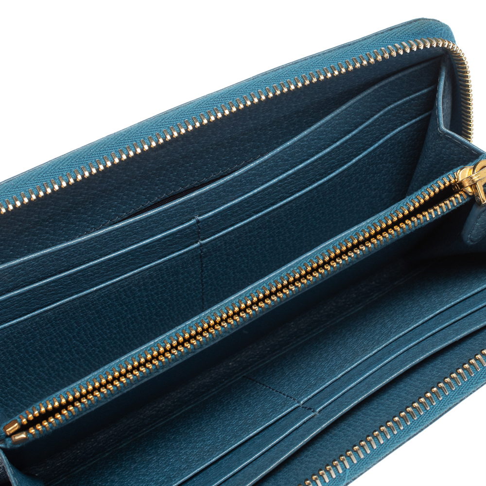 

Prada Blue Leather Zip Around Wallet