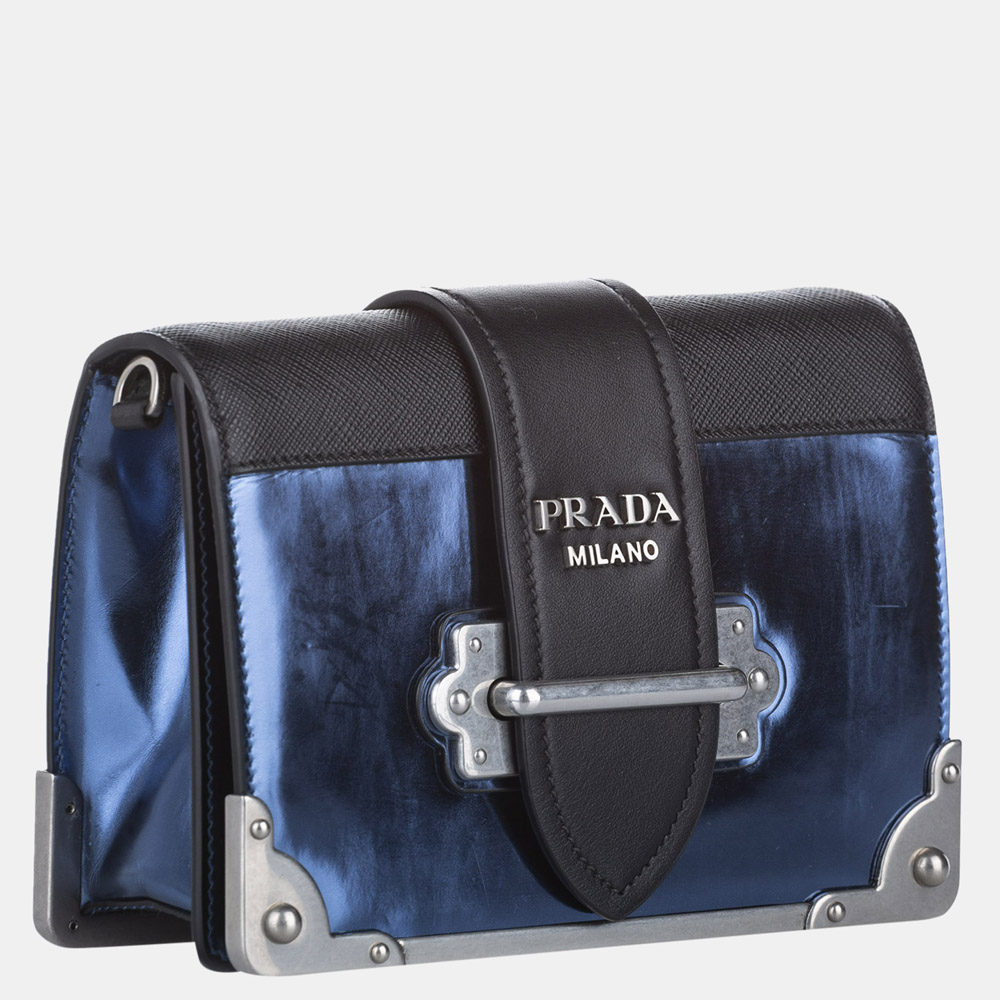 

Prada Black/Silver Cahier Leather Crossbody Bag