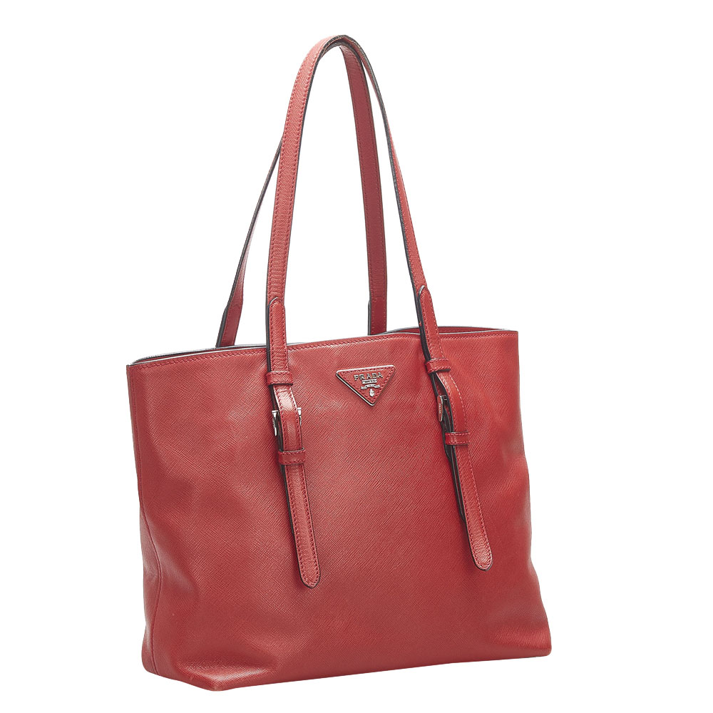 

Prada Red Soft Saffiano Leather Tote Bag