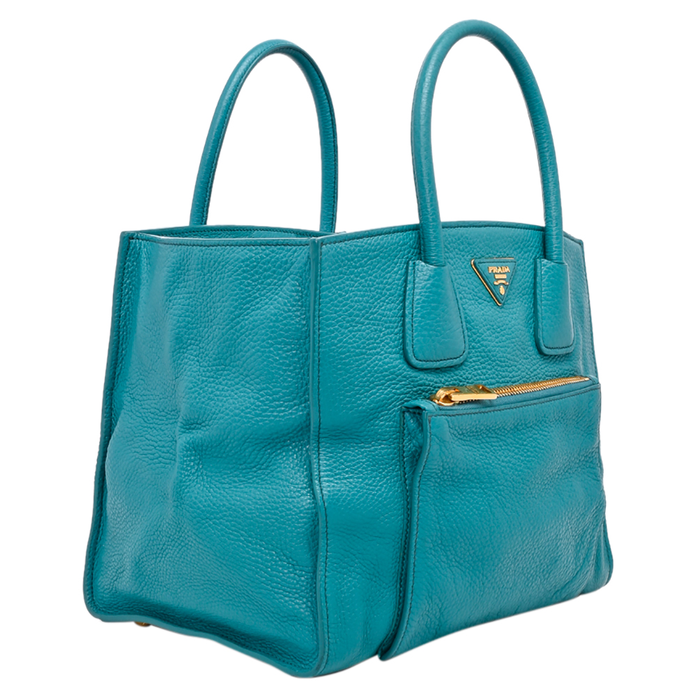 

Prada Blue Leather Glace Tote Bag