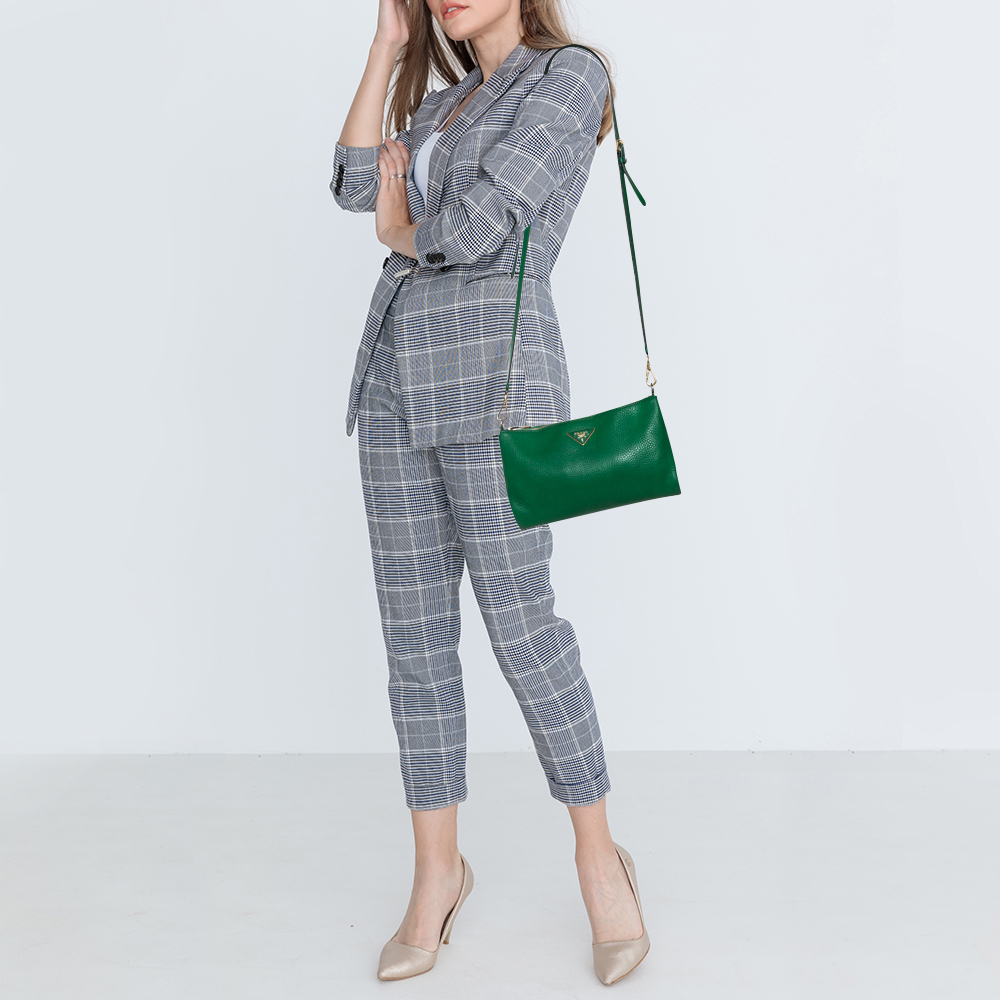 

Prada Green Vitello Daino Leather Crossbody Bag