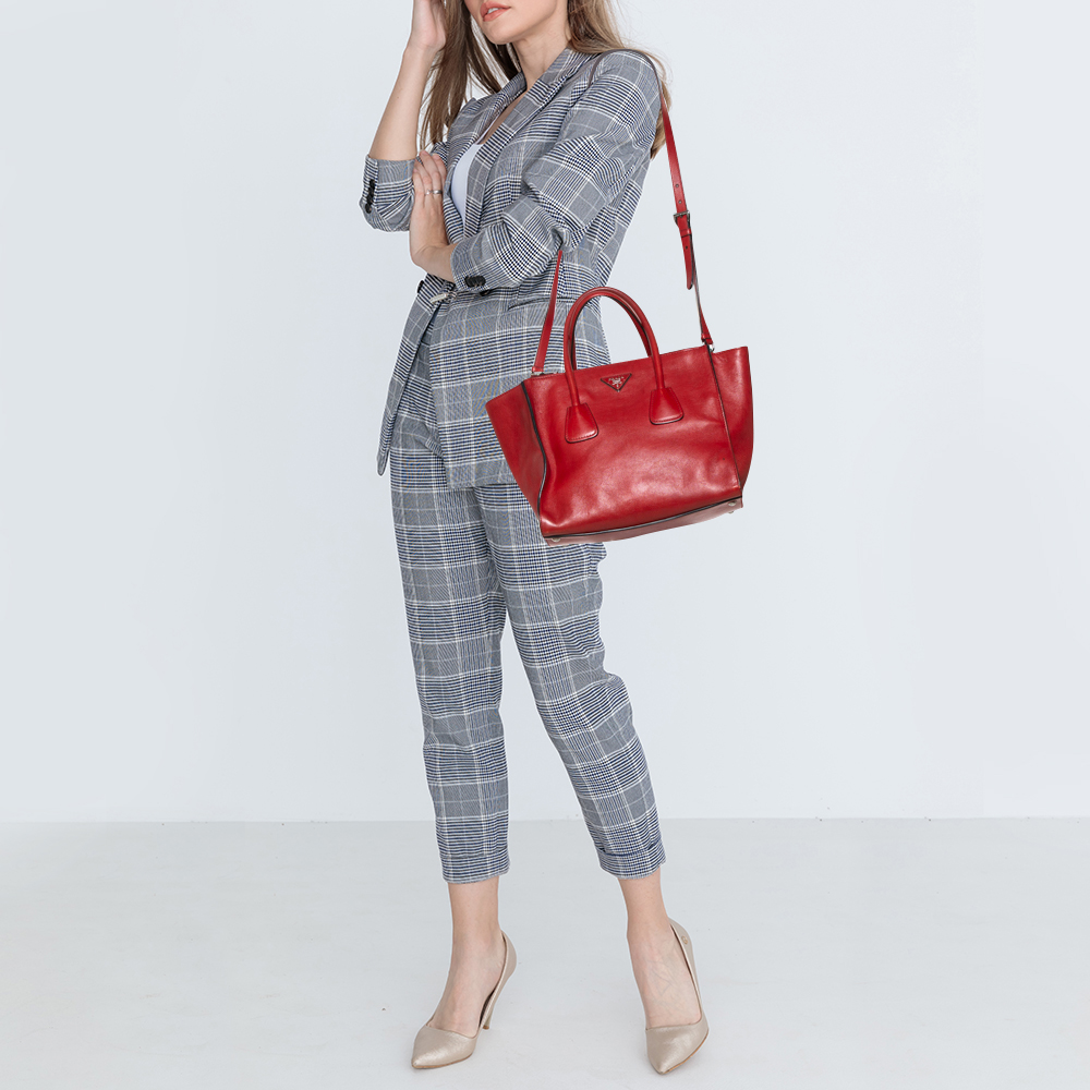 

Prada Red Leather Twin Pocket Tote