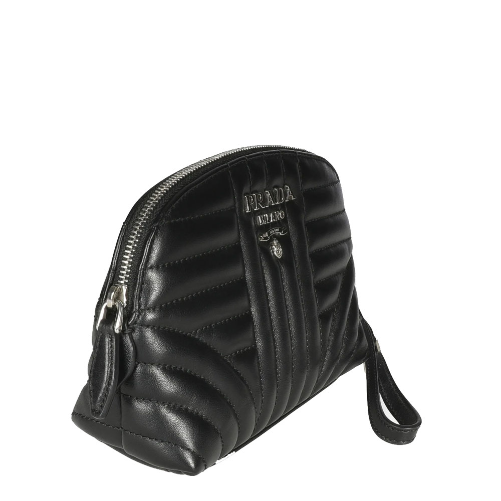 

Prada Black Leather Diagramme Wristlet Bag