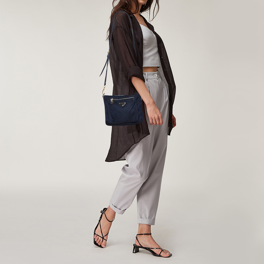 

Prada Navy Blue Tessuto Nylon and Leather Shoulder Bag