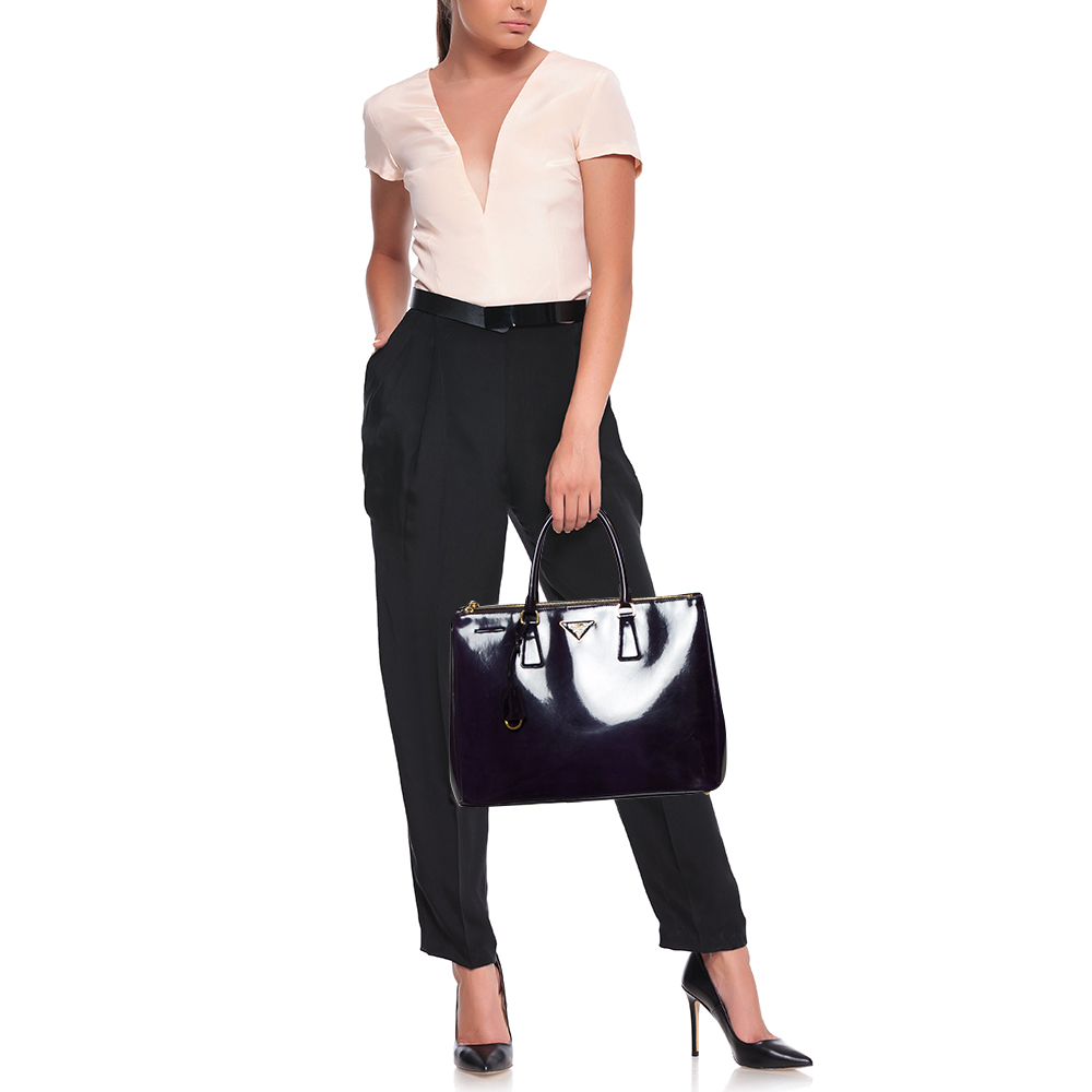 

Prada Purple Patent Leather Large Double Zip Tote