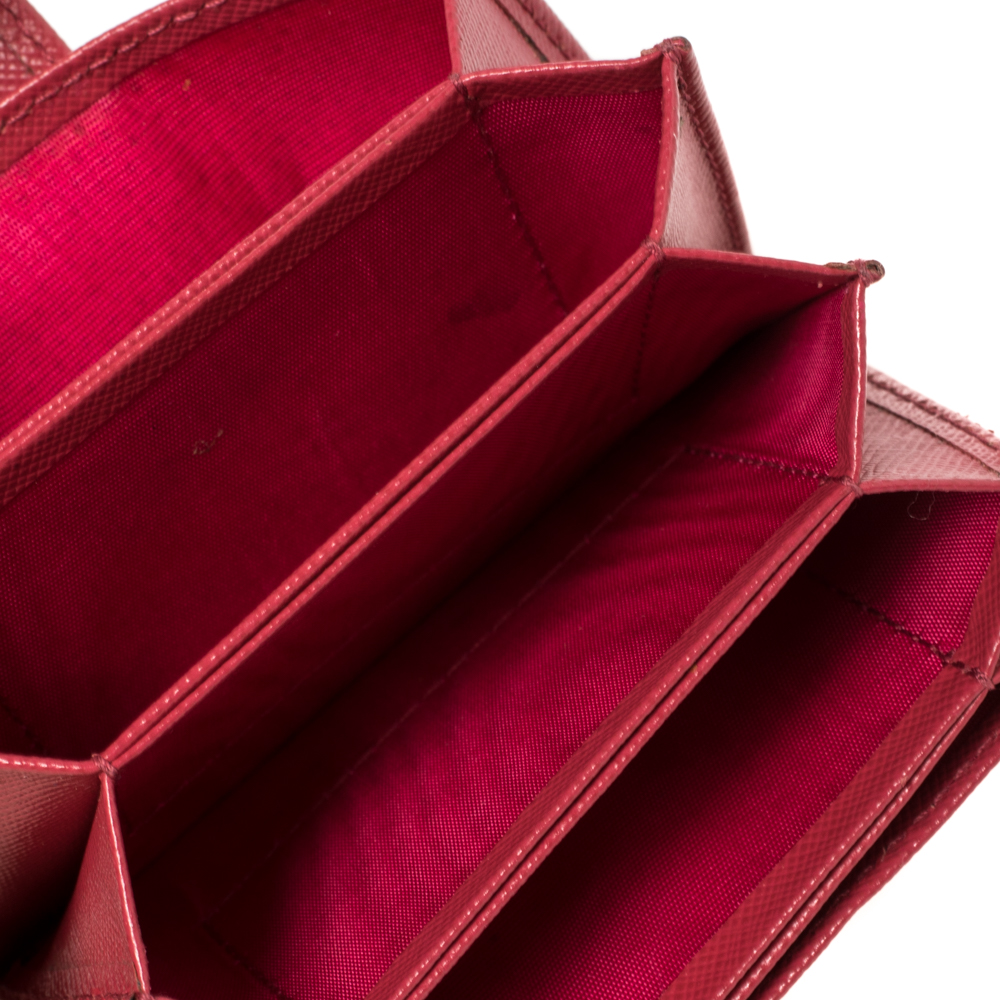 

Prada Pink Saffiano Leather Accordian Card Case