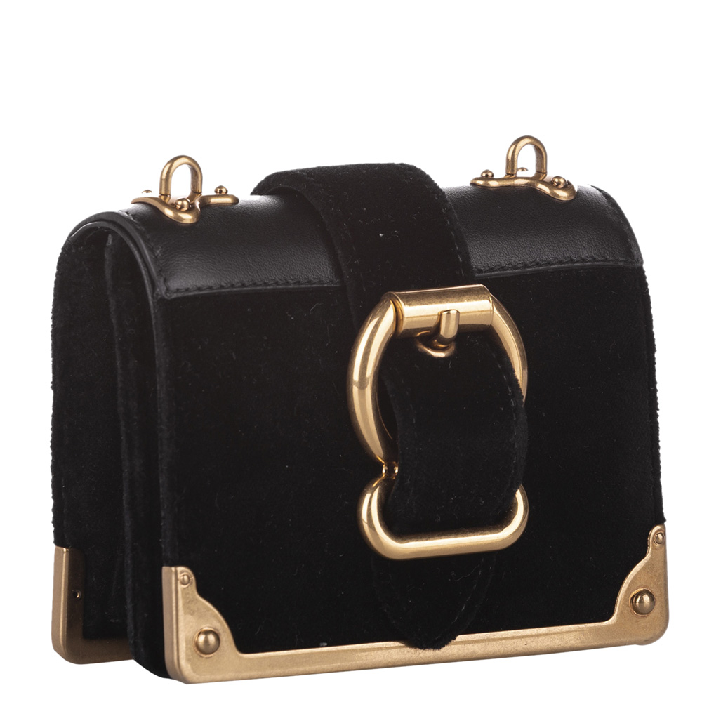 

Prada Black Leather and Velvet Cahier Crossbody Bag