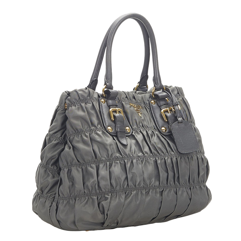 

Prada Grey Leather Tessuto Gaufre Bag
