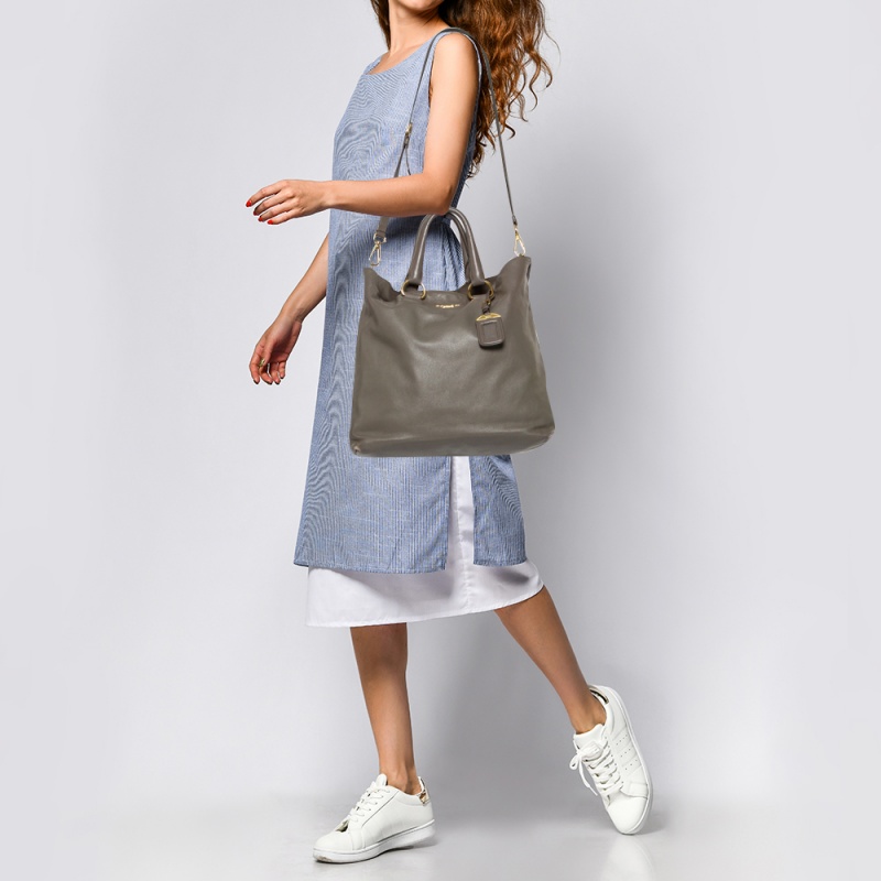 

Prada Grey Soft Calf Leather Shopping Tote