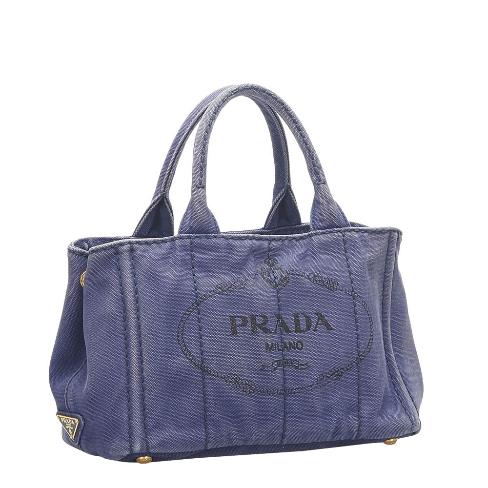 

Prada Purple Canvas Canapa Logo Tote Bag