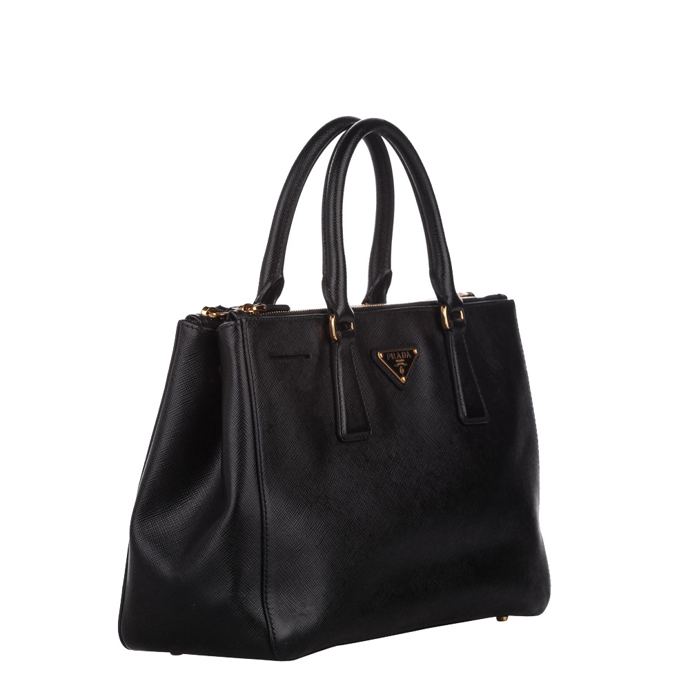 

Prada Black Lux Leather Galleria Tote Bag