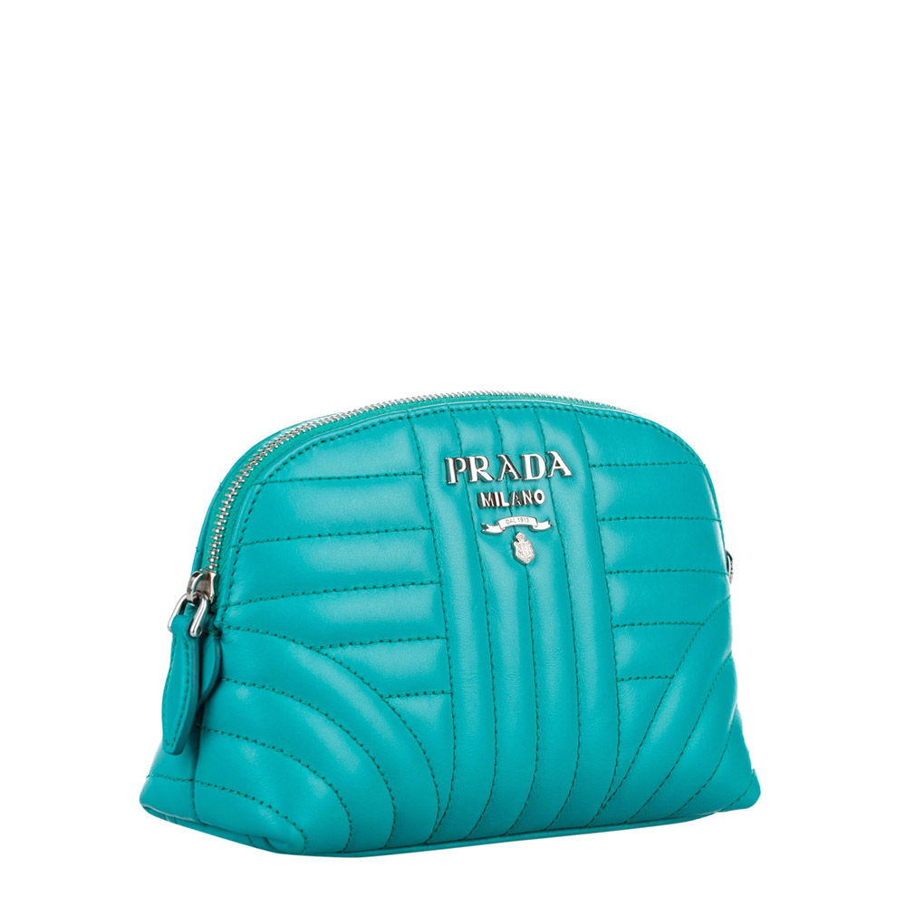 

Prada Blue/Bluemarine Leather Diagramme Clutch Bag