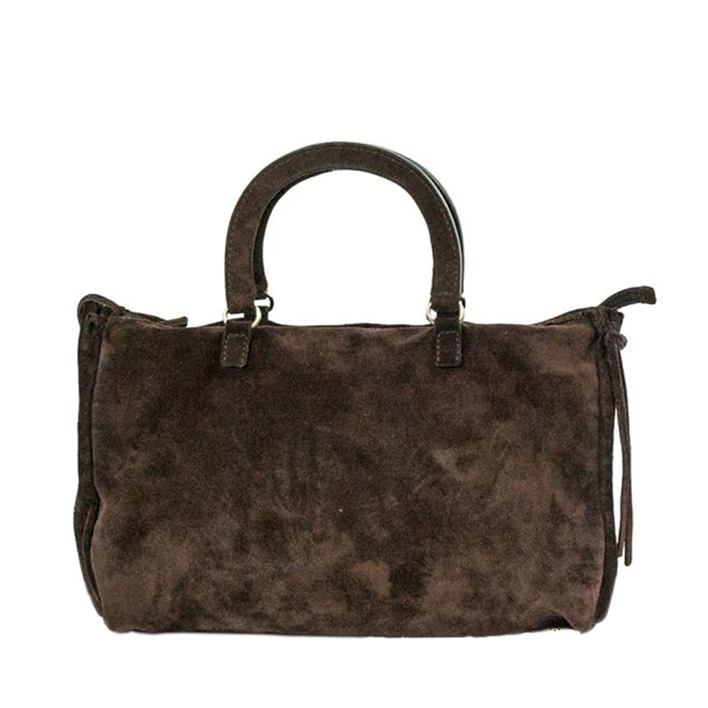Pre Owned Prada Brown Suede Top Handle Tote 