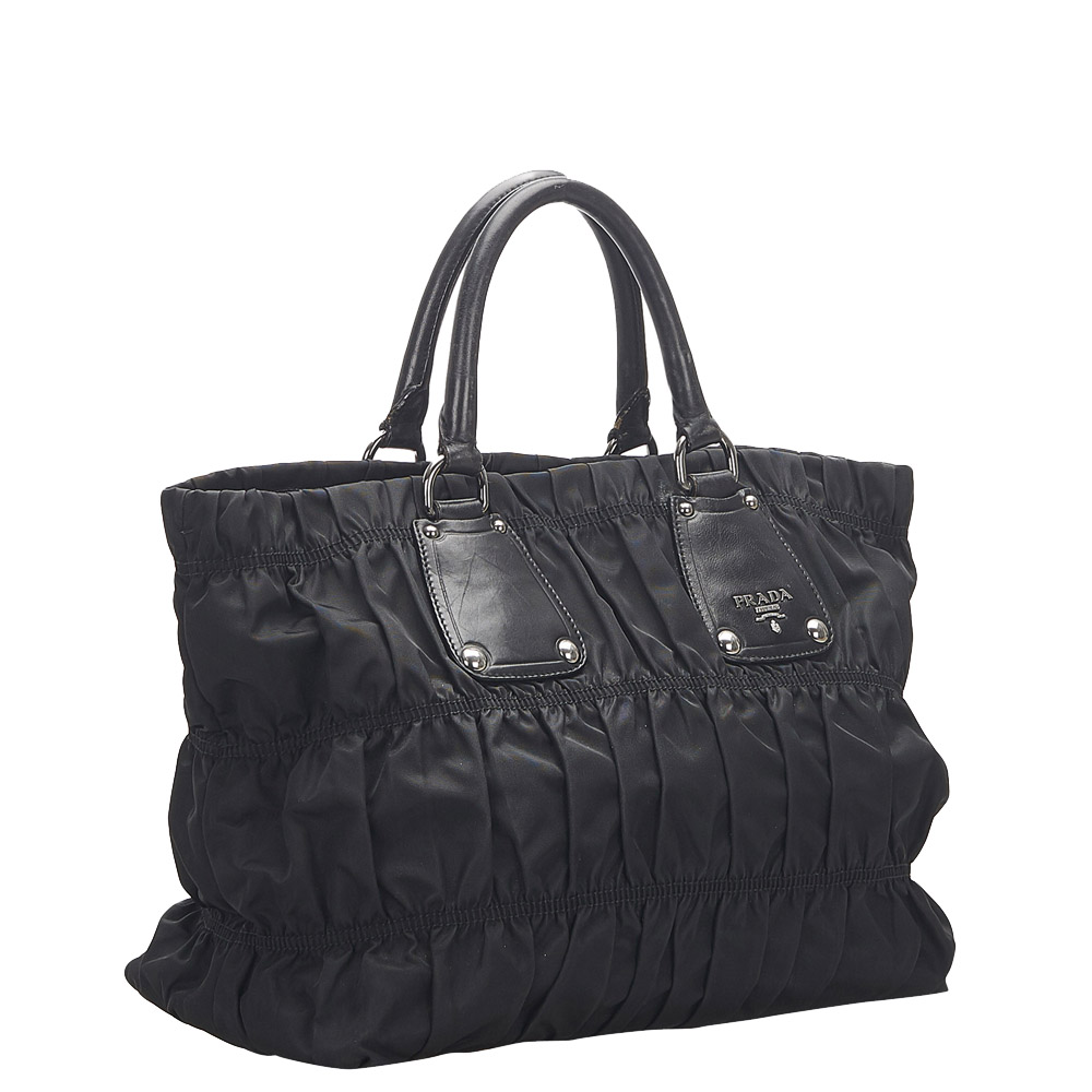 

Prada Black Canvas Tessuto Gaufre Tote Bag