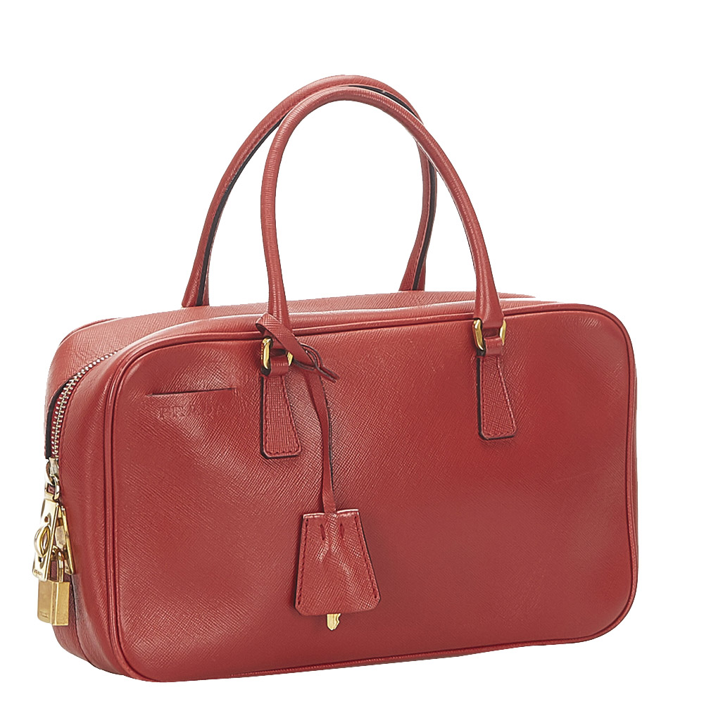 

Prada Red Calf Leather Top Handle Bag