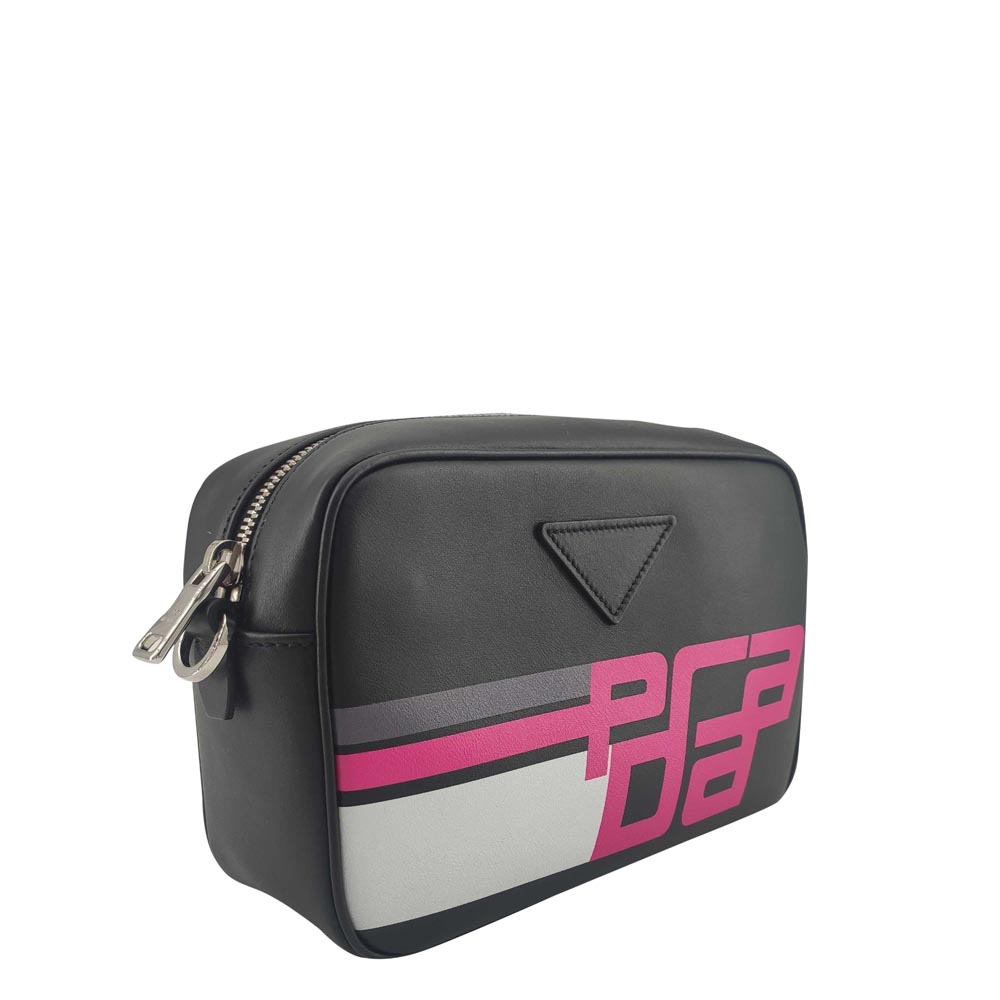 

Prada Black/Pink Leather City Calf Logo Camera Bag