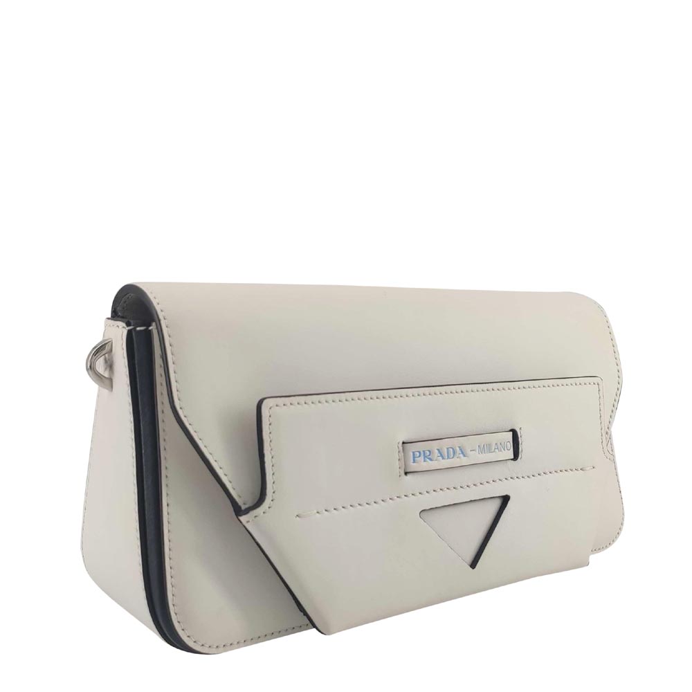 

Prada White Leather Manuelle Shoulder Bag