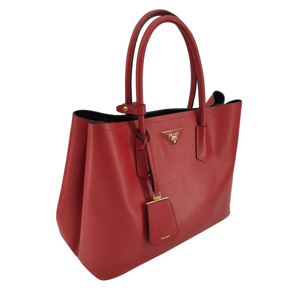 

Prada Red Saffiano leather Cuir Double Tote Bag