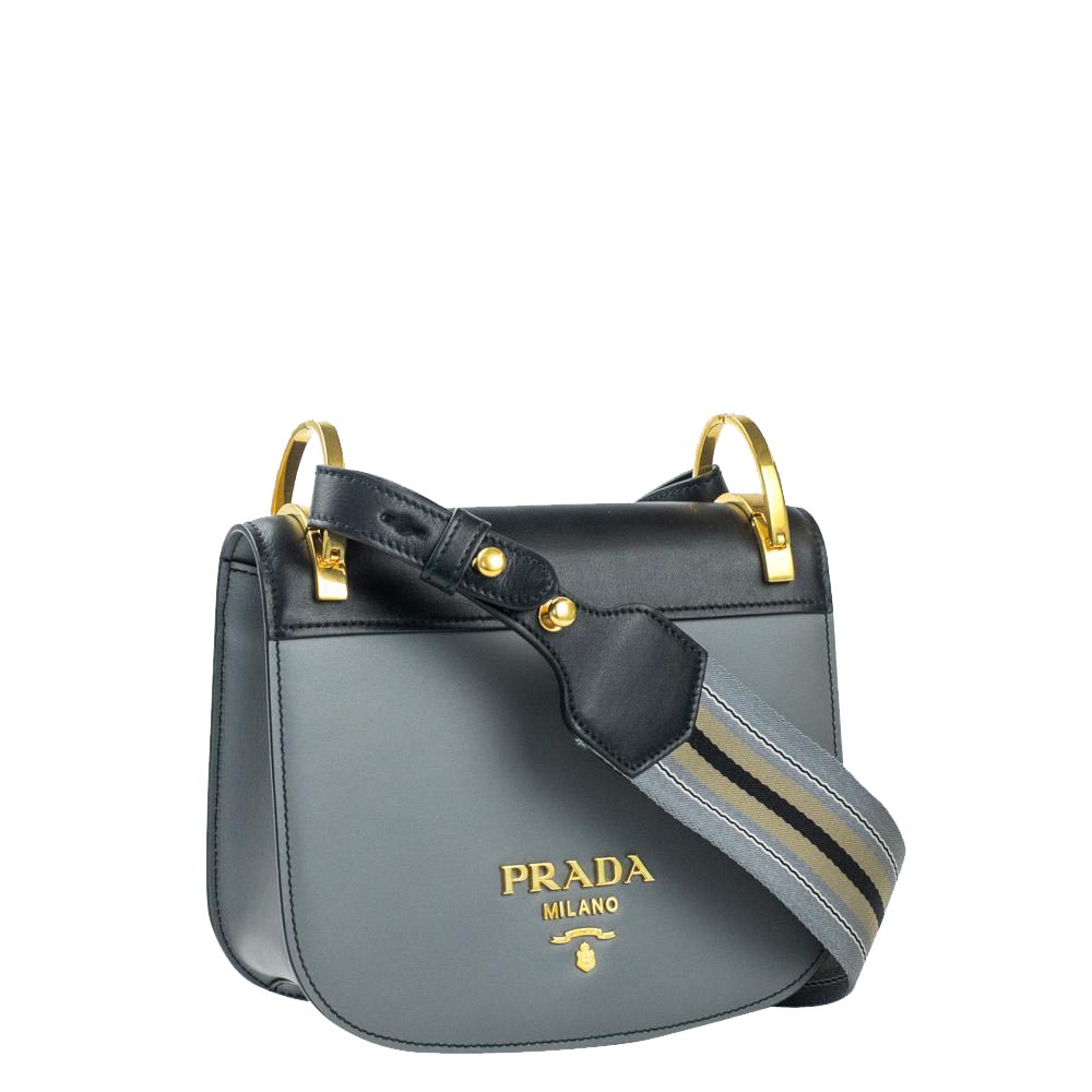 

Prada Grey Calf Leather City Pionnière Bag