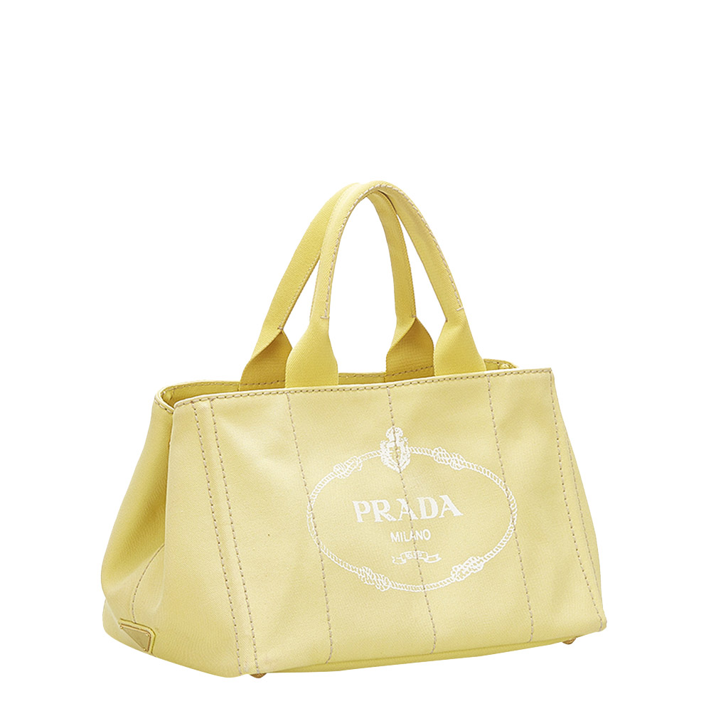 

Prada Yellow Canvas Canapa Logo Tote Bag