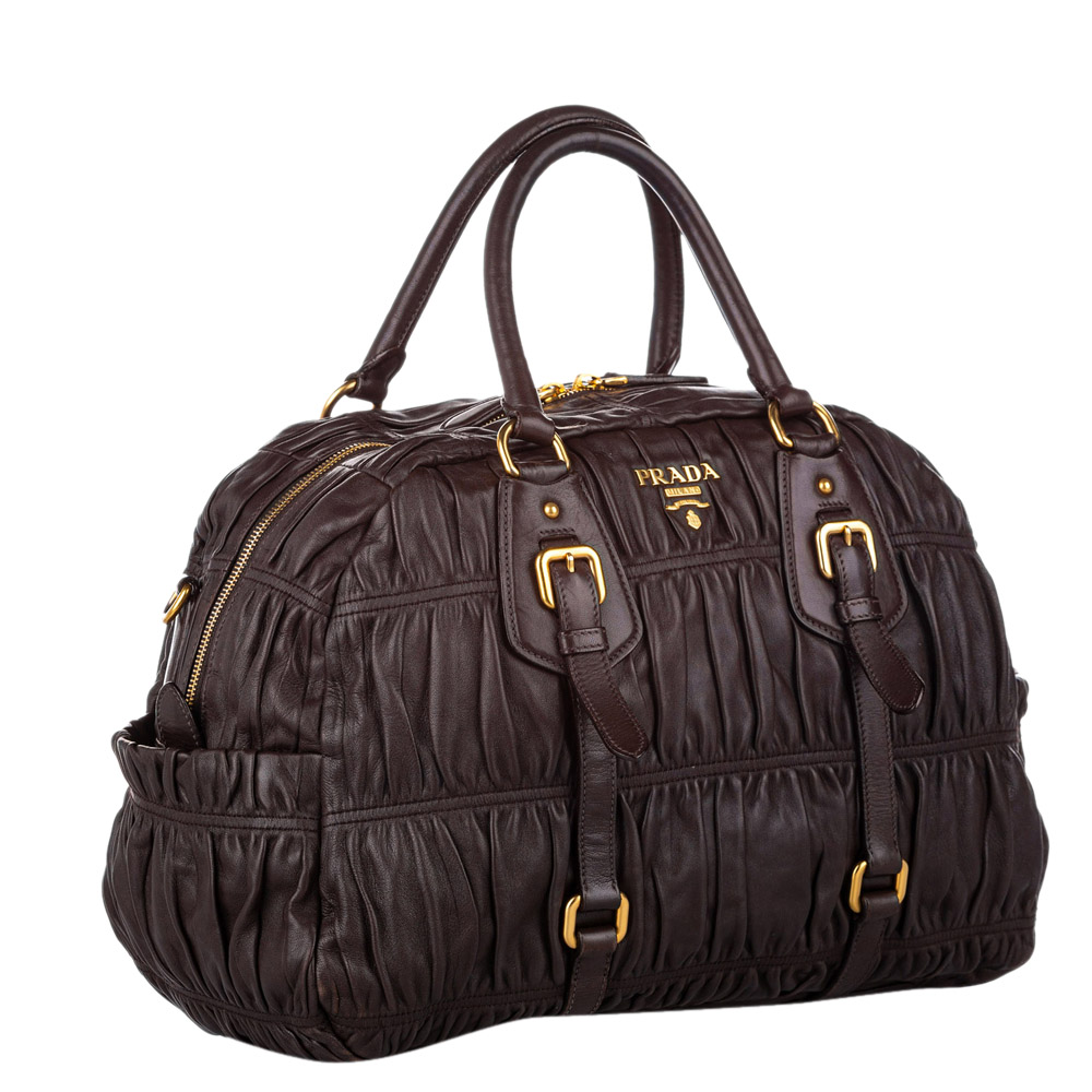 

Prada Brown Nappa Leather Gaufre Satchel Bag