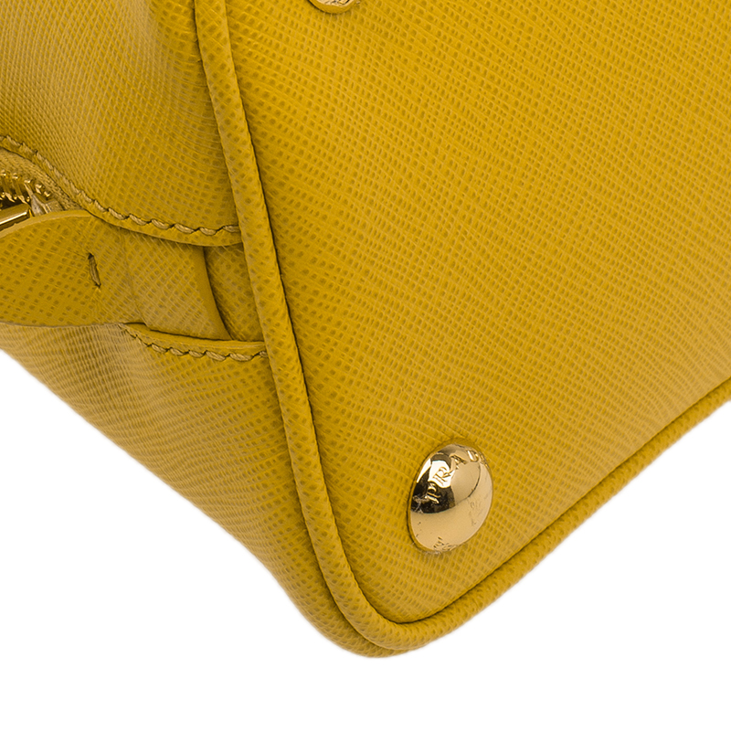 Prada Yellow Saffiano Vernice Leather Promenade Bag 1BA567 - Yoogi's Closet