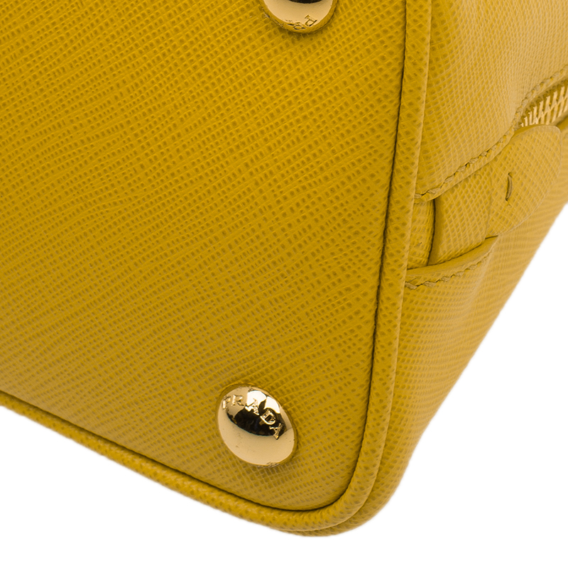Prada Yellow Saffiano Leather Small Vernice Promenade Crossbody