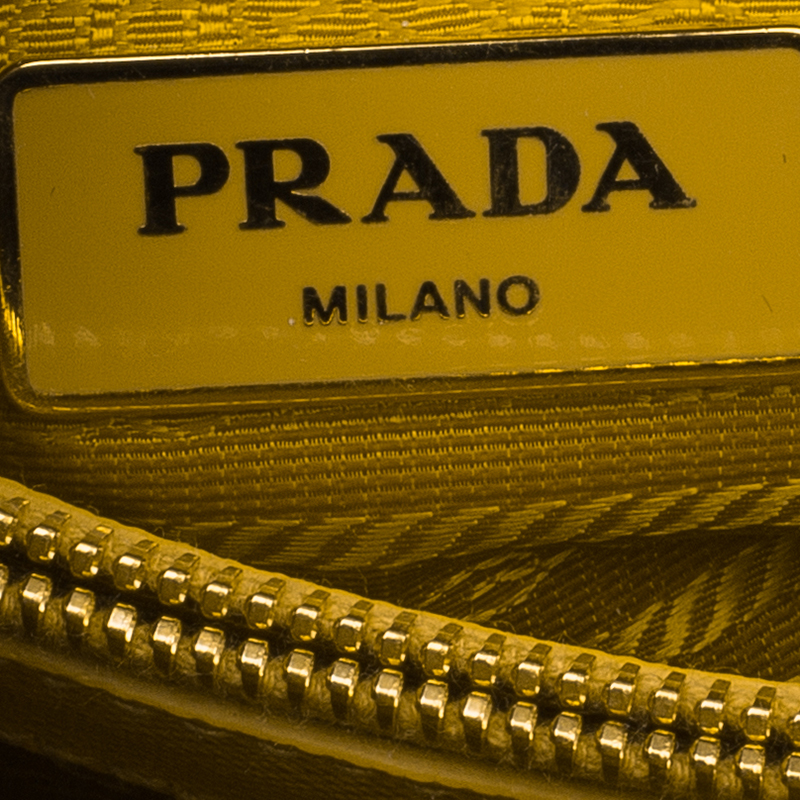 Prada Yellow Saffiano Leather Small Vernice Promenade
