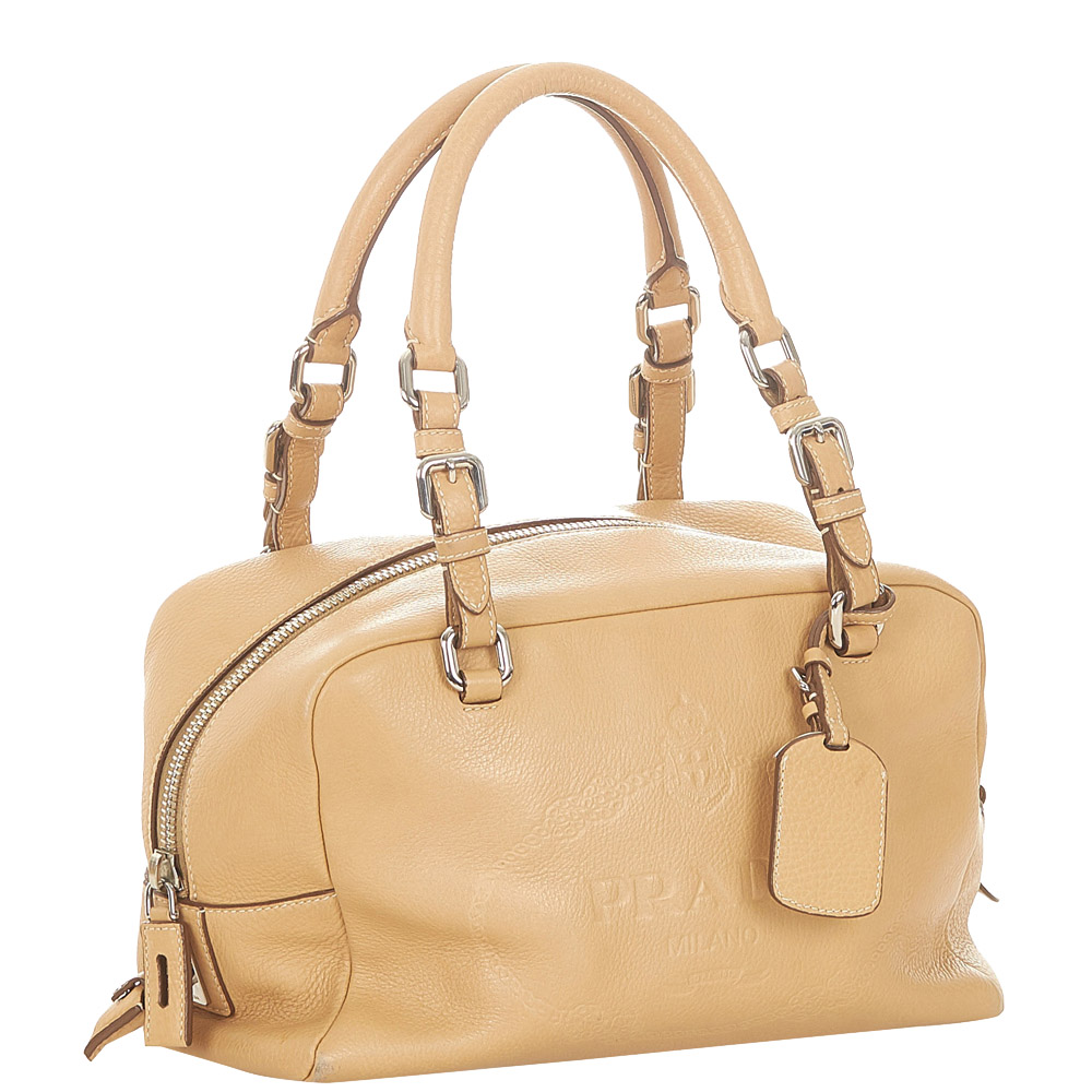 

Prada Brown Leather Vitello Daino Bag, Beige