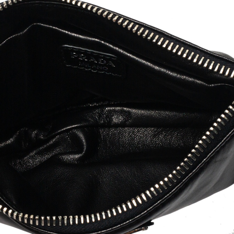 

Prada Black Leather Zip Pouch