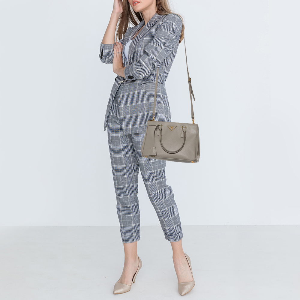 

Prada Grey Saffiano Lux Leather Small Galleria Tote