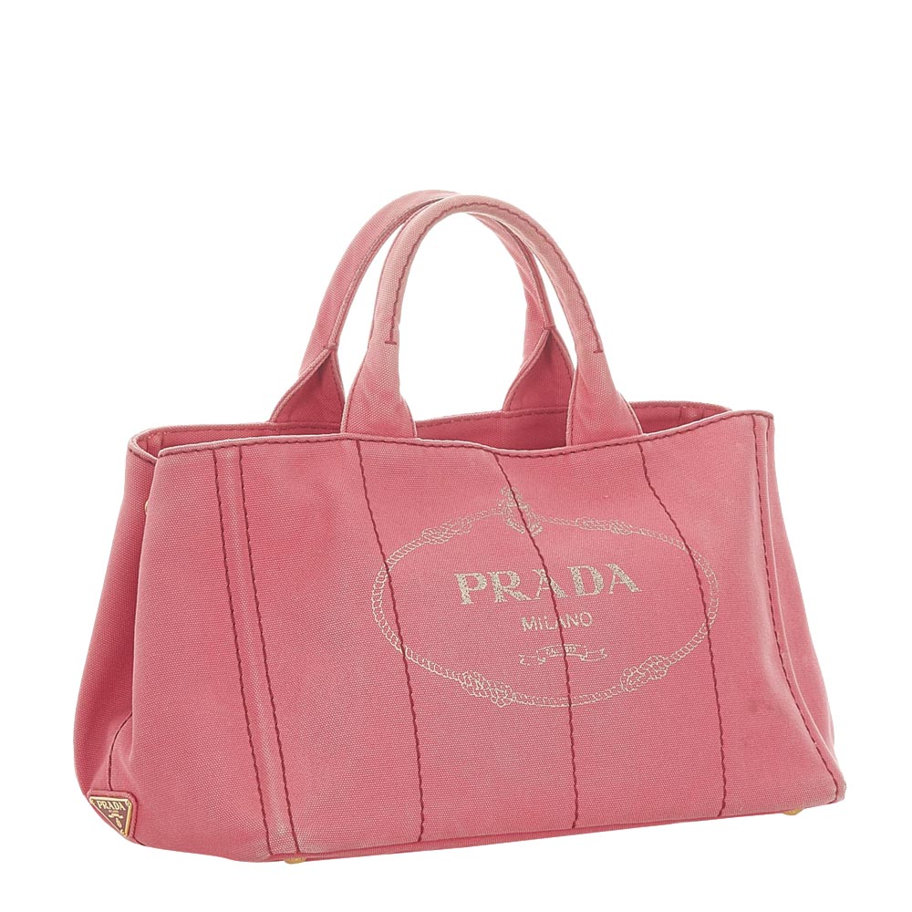 

Prada Pink Canvas Canapa Logo Tote Bag